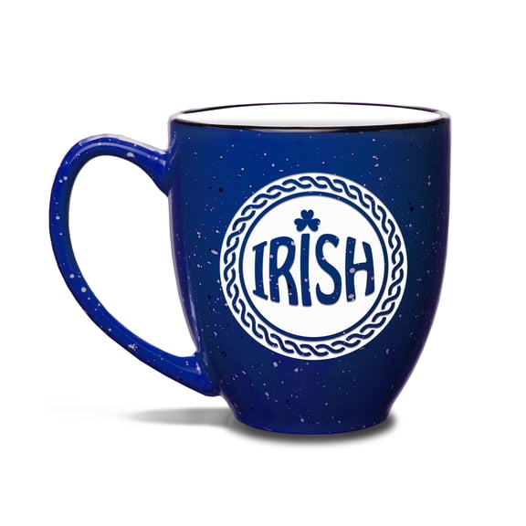 Irish Celtic Logo Deep Etched 15 oz Cobalt Bistro Mug