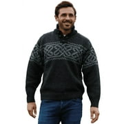 Irish Celtic Wool Sweater Mens Fisherman Troyer Pullover Made in Ireland by Aran Woollen Mills
