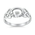 thumbnail image 1 of Irish Claddagh Celtic Knot Heart 925 Sterling Silver Plain Ring Size 8, 1 of 2