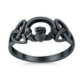 thumbnail image 1 of Irish Claddagh Celtic Knot Heart Black Tone 925 Sterling Silver Plain Ring Size 4, 1 of 2