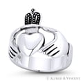 thumbnail image 1 of Irish Claddagh Hands & Heart Charm 4.5-14.5mm Love & Friendship Promise Ring in Oxidized .925 Sterling Silver, 1 of 1