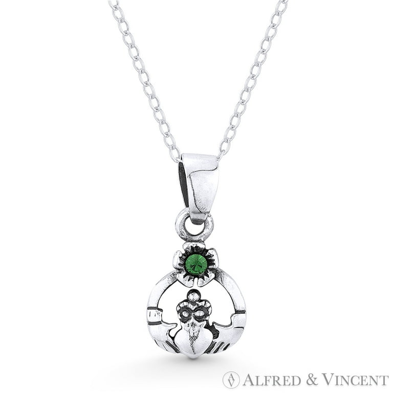 Claddagh Oxidized Sterling Silver Charm Pendant with Chain Claddagh Oxidized Sterling Silver Charm Pendant with Chain