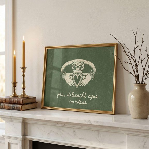 Irish Claddagh Love Loyalty Friendship Gaeilge Portrait Decor Unframed Paper Print