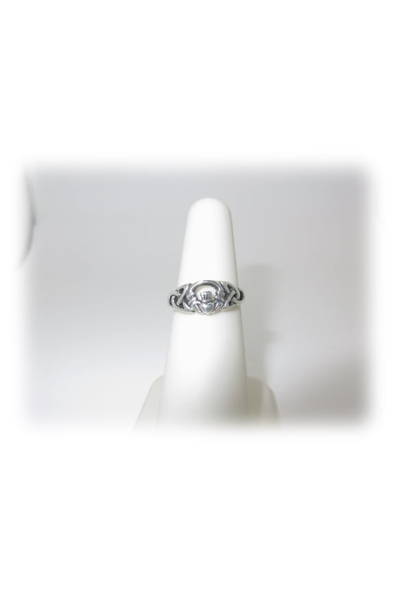 Irish Claddagh Wedding Ring Celtic Engagement Love Knot Solid Sterling Silver Size 5.5