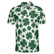 Irish Clover Polo Shirts for Men, Funny Golf Shirts, Saint Patrick's Day Polo Golf Shirts S