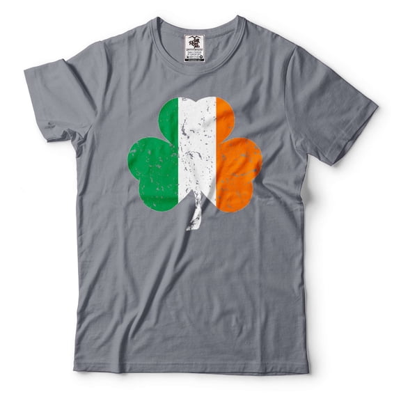 Irish Clover Shamrock TShirt Ireland Patriotic Flag Shirt Saint Patricks Tee St Patrick's Day Tshirt (Small Grey)