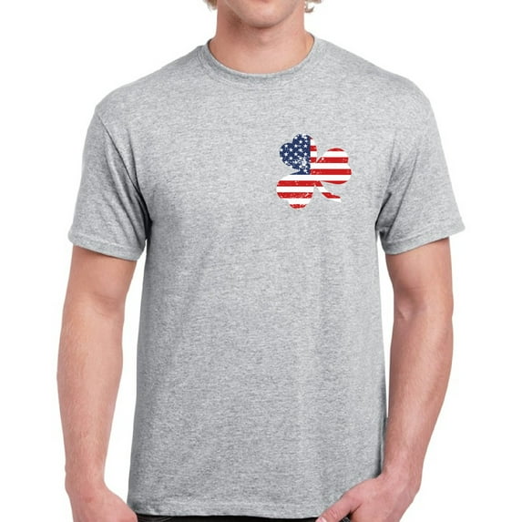 Irish Clover US Leaf Pocket Graphic Shirt - St Patrick's Day Tees for Men - Irish American Party T-Shirt Gifts