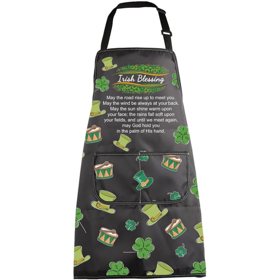 Irish Cooking Apron - Shamrock Baking Apron with Irish Blessing - Farewell Gifts for Friends