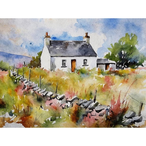 Irish Cottage County Mayo Landscape Modern Decorative Design Statement Accent Interior Wall Art