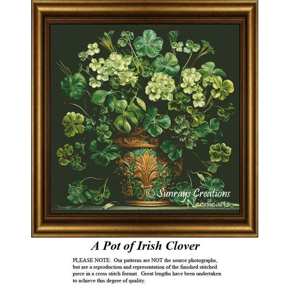 Irish Cross Stitch Pattern | A Pot of Irish Clover (Pattern Only, You Provide The Floss and Fabric)