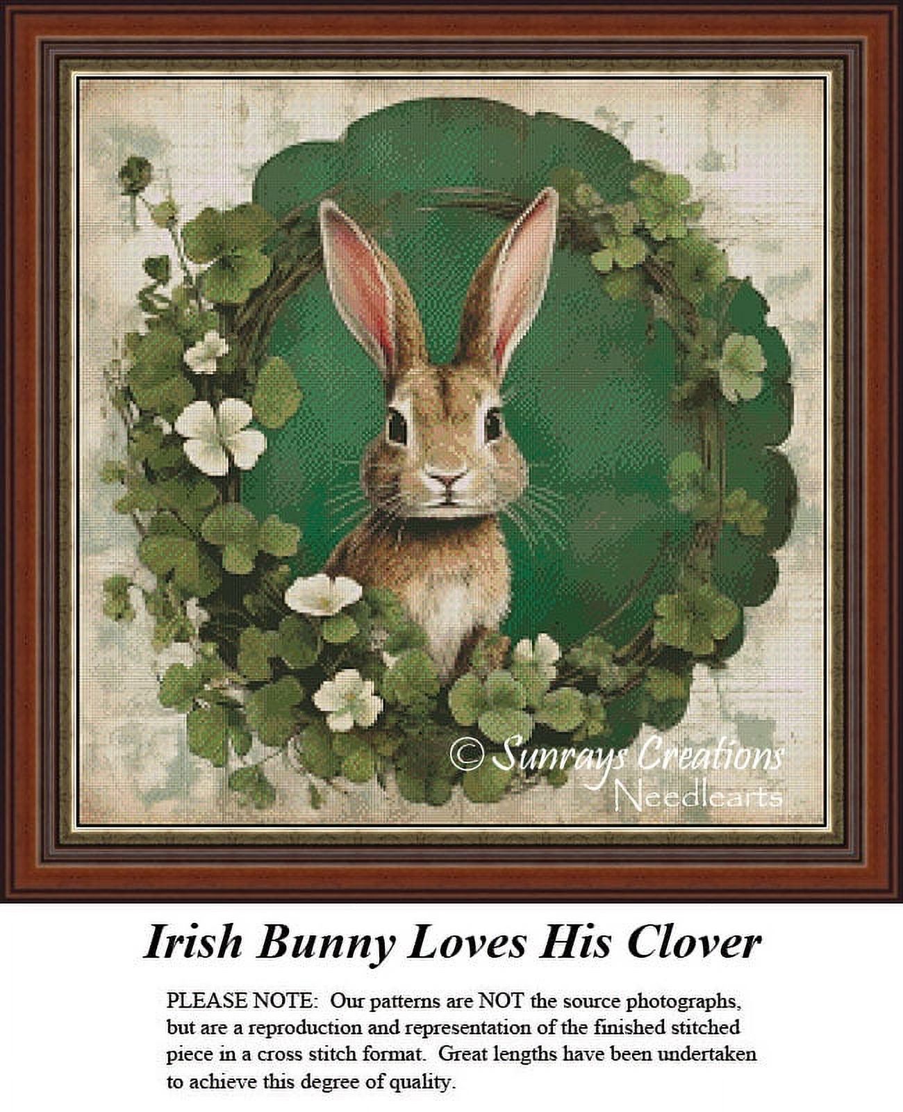 Irish Cross Stitch Pattern | Irish Bunny Loves His Clover (Pattern Only ...