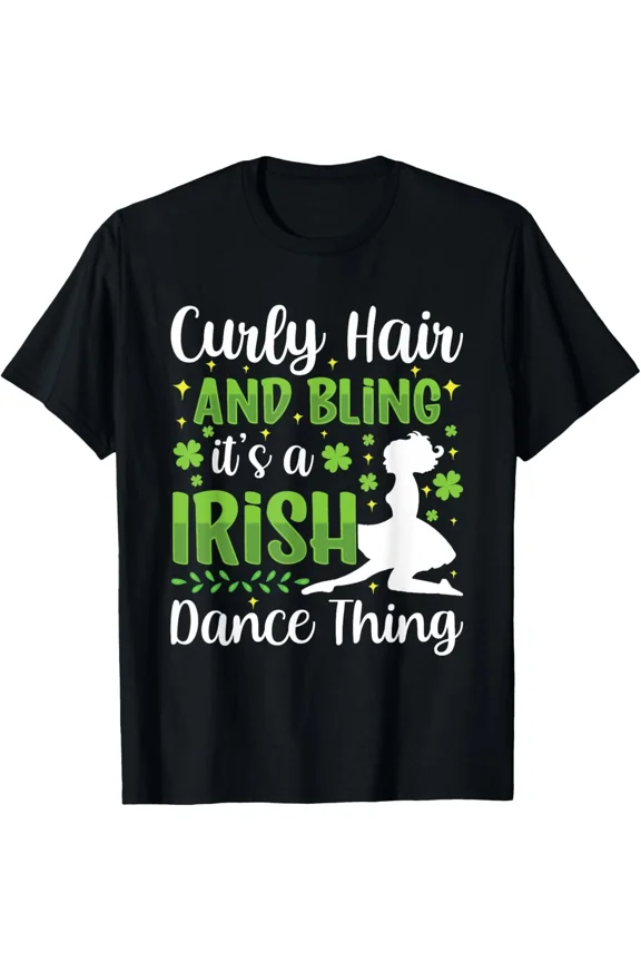 Irish Dance Curly Hair Bling Tap Dancing HeritageUnisex T-Shirt ,up to size 5XL