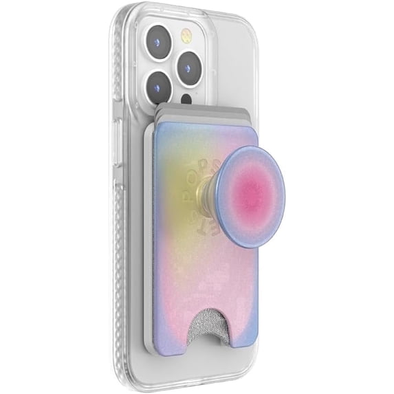 PopSockets Phone Wallet for MagSafe, Phone Card Holder with Grip, Purple - Aura