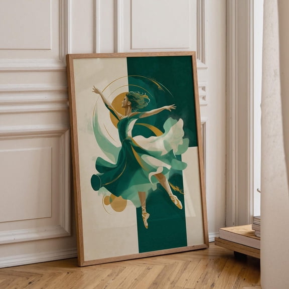 Irish Dancer Celtic Movement Emerald Green Wall Art, Unframed Poster