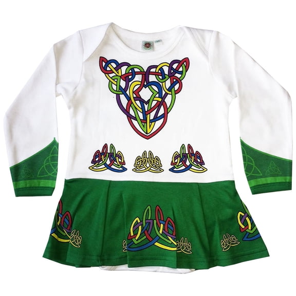 Irish Dancer Dress Baby Vest Pull On Style (1/2 Years) Green and White Colour