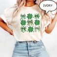 thumbnail image 1 of Irish Day Coquette Bow Shamrock Graphic T-Shirt, Lucky Clover Holiday Design Comfort Colors Unisex Cotton T-Shirt, Size S-3XL, 1 of 3
