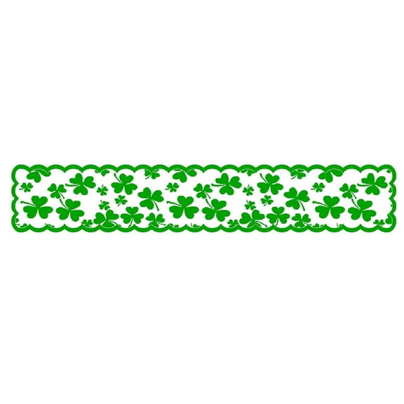 Irish Day Table Runner 33x183cm, St. Patrick's Day Decorated Placemat and Table Flag, Green Clover Holiday Table Decor