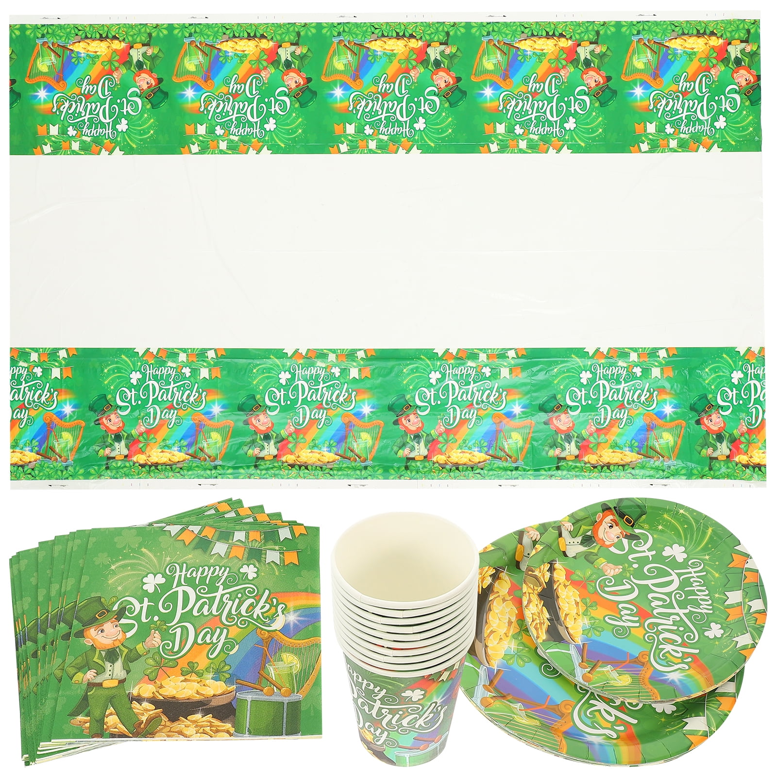 Irish Day Tableware Ornament Festival Plates and Cups St Pattys