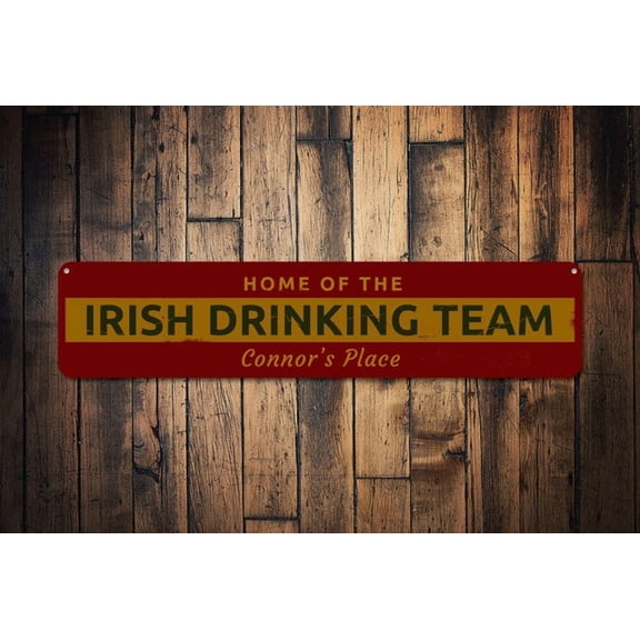 Irish Drinking Team Sign Home Of The Bartender Name Bar Sign Custom St. Patrick's Day Bar Decor - ENS1001674 - Size: 16 x 4 Inches