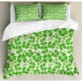 thumbnail image 1 of Irish Duvet Cover Set, Gaelic Nature Garden Theme Spring Clovers with Hearts Freshness, Decorative 3 Piece Bedding Set with 2 Pillow Shams, Queen Size, Lime Green Pistachio, by Ambesonne, 1 of 3