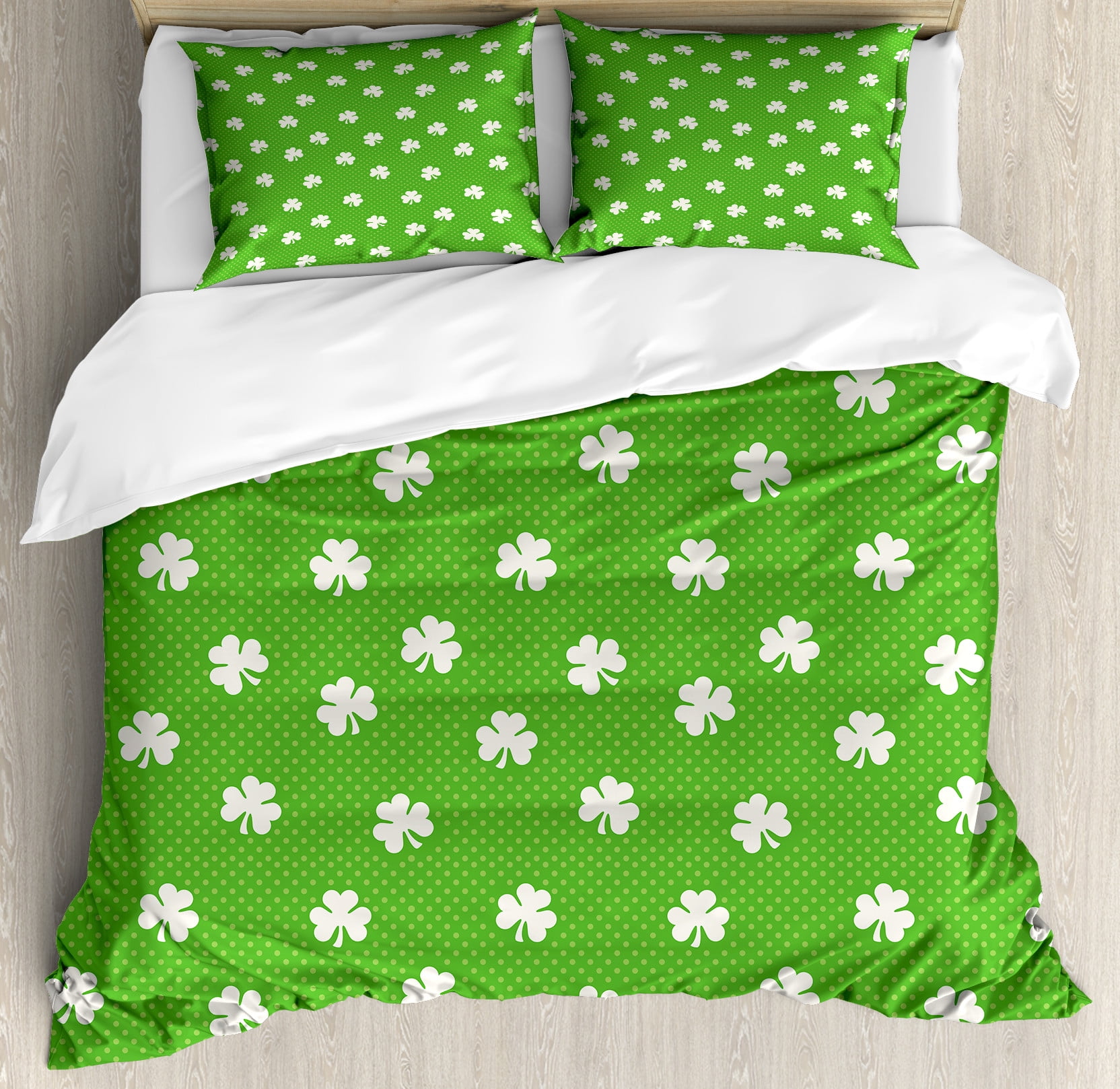 Irish Duvet Cover Set, Old Fashioned Polka Dots Backdrop with Cultural