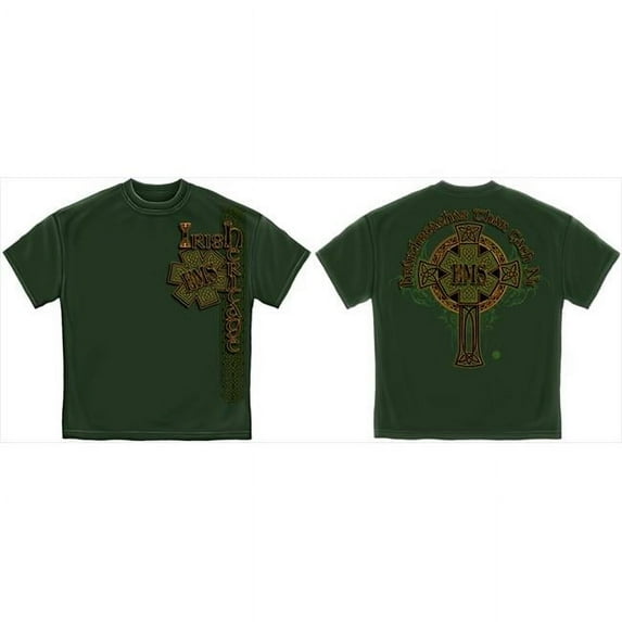 Irish EMS EMT Gold Cross Heritage T-Shirt by , Hunter Green