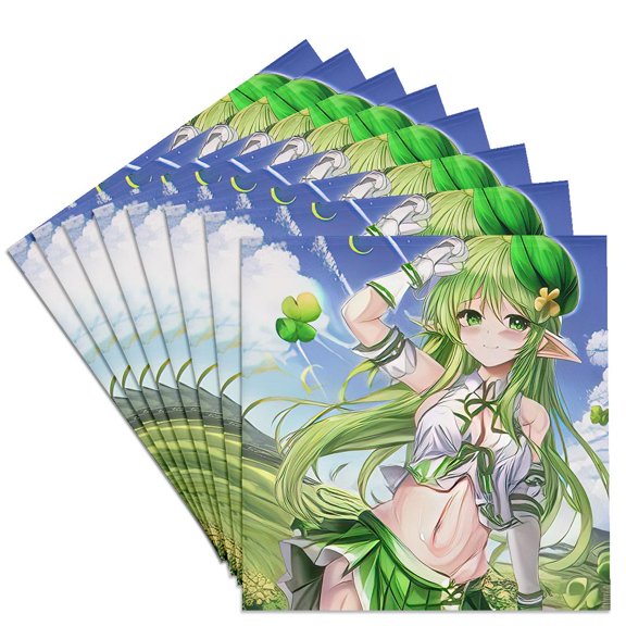 3drose, Irish Elf Girl Commands Four Leaf Clover to Bring Good Luck to You, Set of 8 Ceramic Tile Coasters