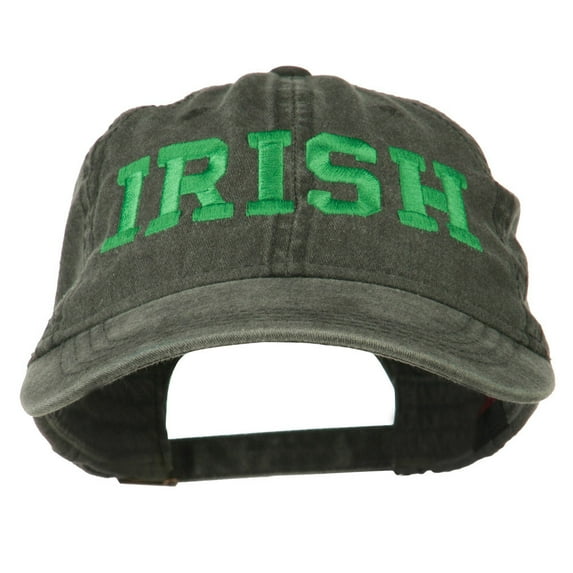 Irish Embroidered Washed Pigment Dyed Cap - Black OSFM