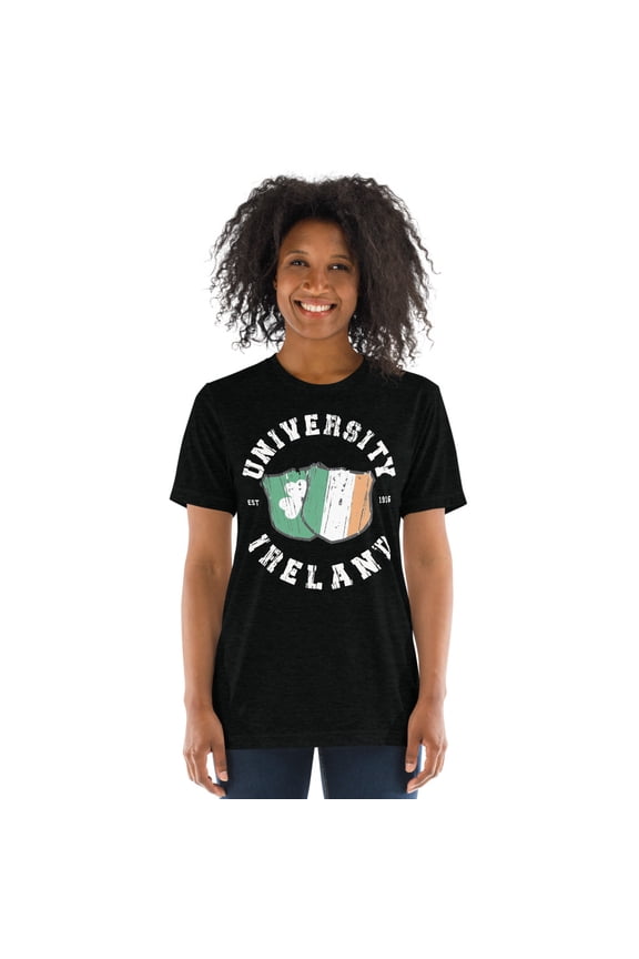 Irish Every Day, University Ireland, Short sleeve t-shirt, #IrishHeritage (Solid Black Triblend, XS)