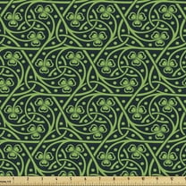 Ambesonne Irish Fabric by the Yard Upholstery, Intricate Clover Twigs, 1 Yard, Black Lime Green