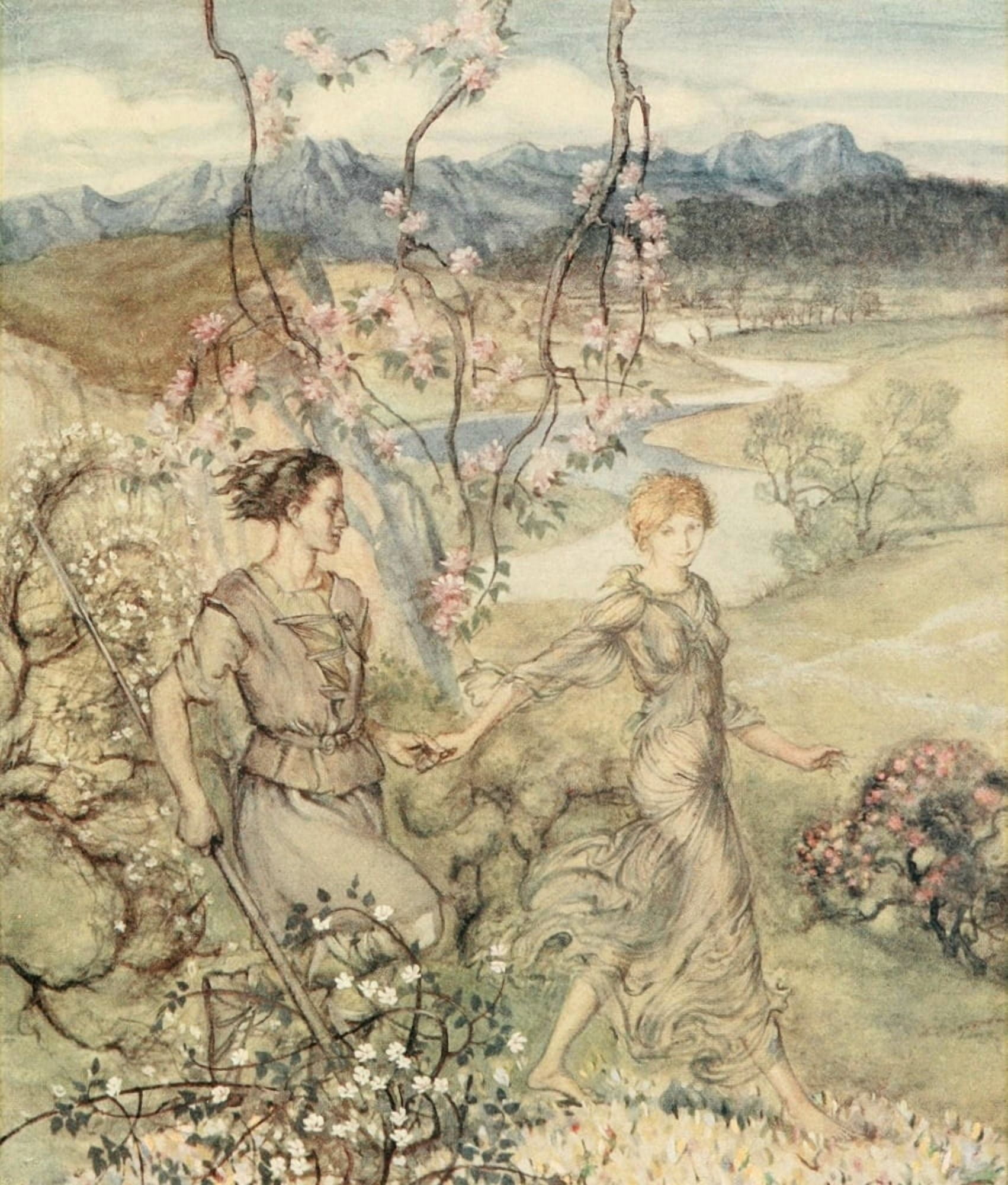 Irish Fairy Tales 1920 Apple-blossoms & Honey Canvas Art - A Rackham (18 x 24)