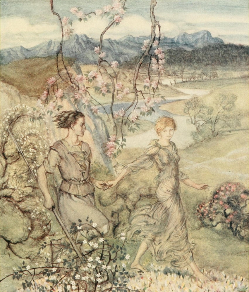 Irish Fairy Tales 1920 Apple-blossoms & Honey Canvas Art - A Rackham (24 x 36)