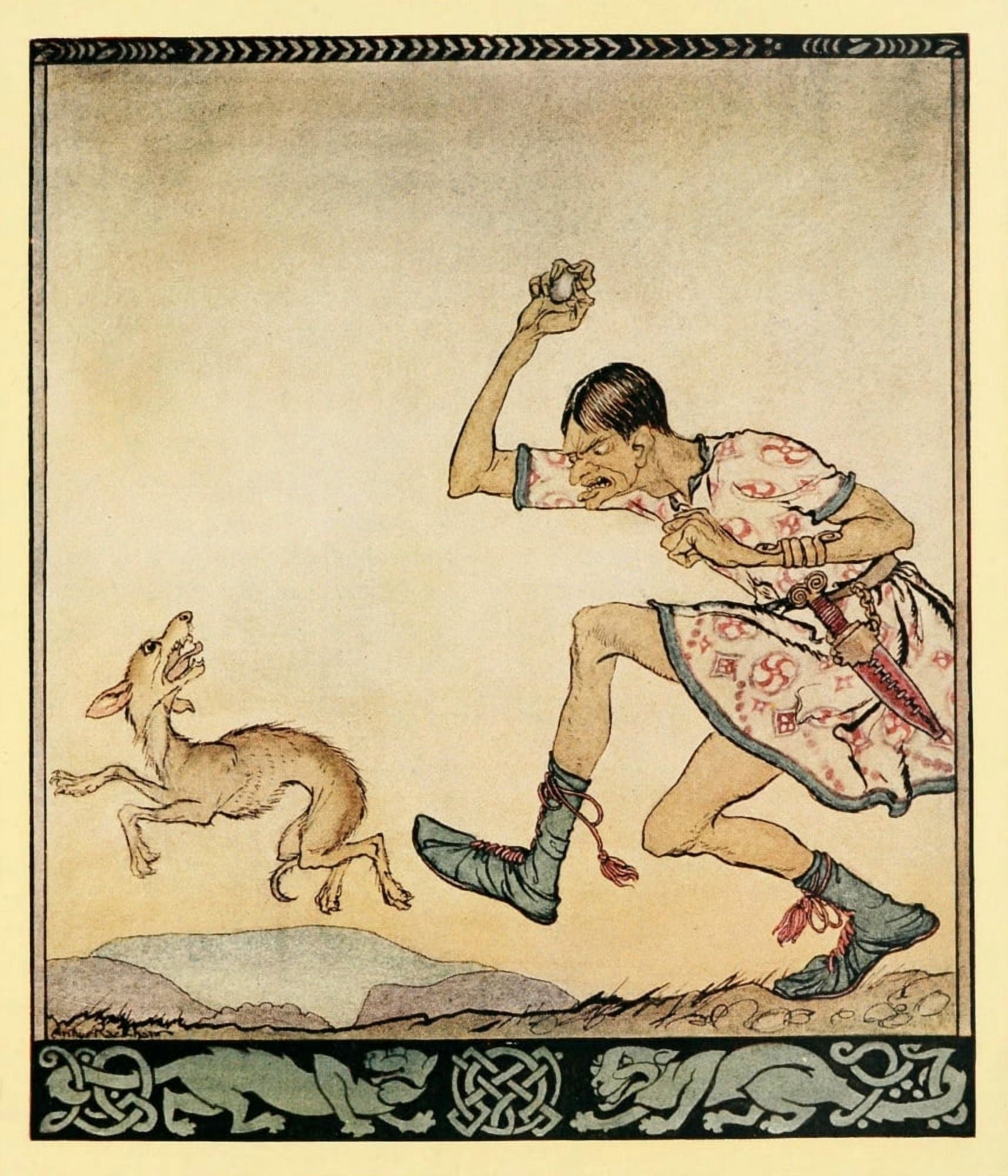 Irish Fairy Tales 1920 Man who didnt like dogs Canvas Art - A Rackham (18 x 24)