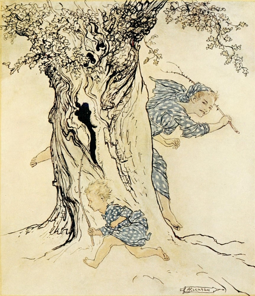 Irish Fairy Tales 1920 Pursuing person Canvas Art - A Rackham (18 x 24)