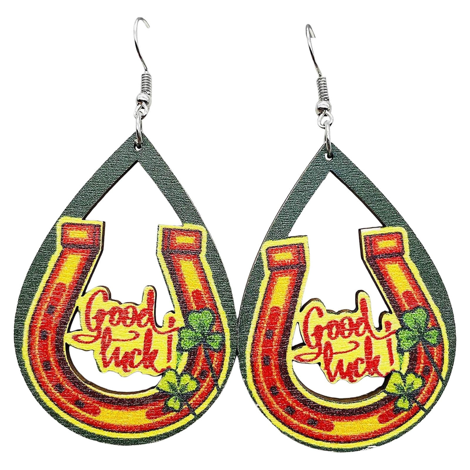 Irish Festival Earrings Green Irish Wooden Earrings