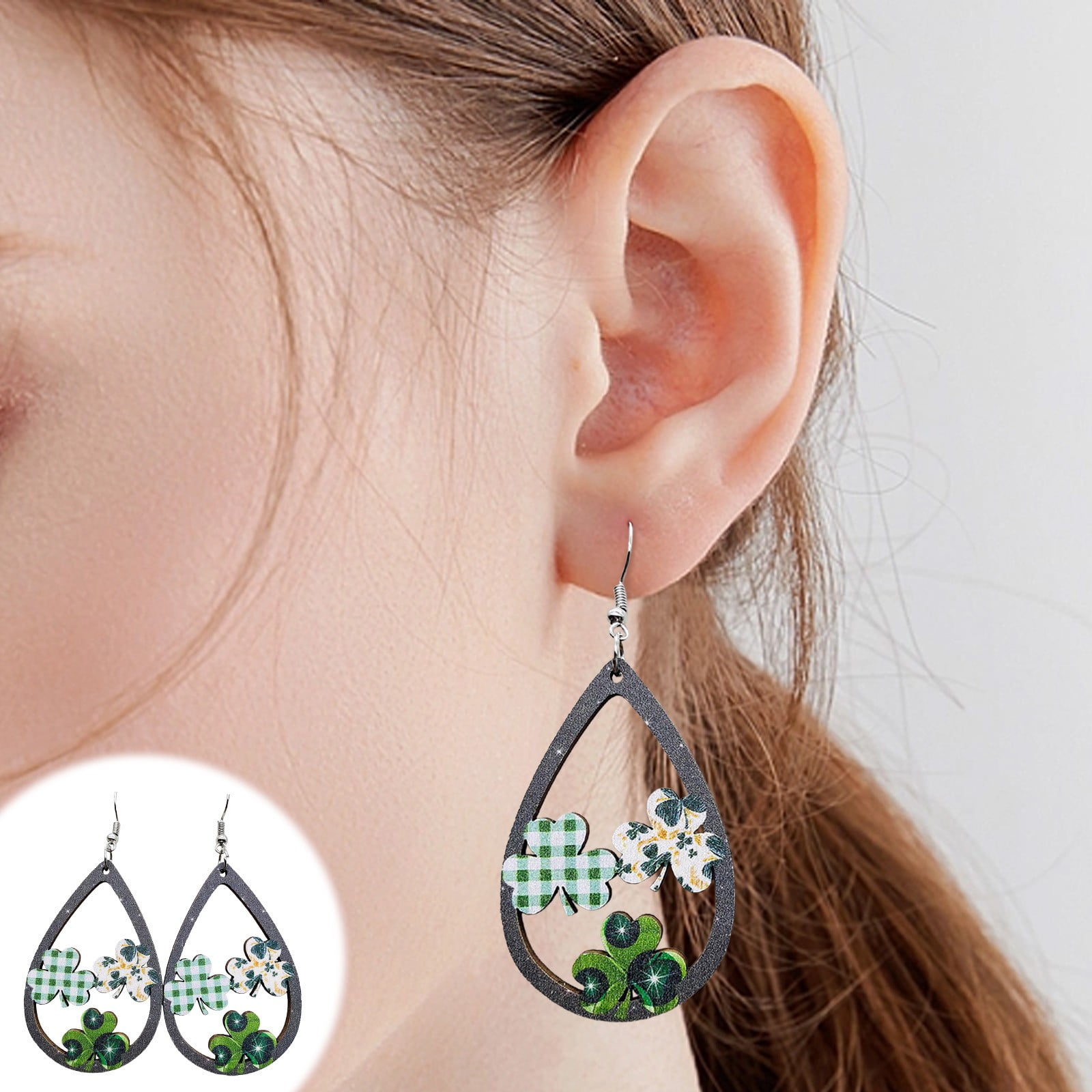 Irish Festival Earrings Green Irish Wooden Earrings fashion earrings