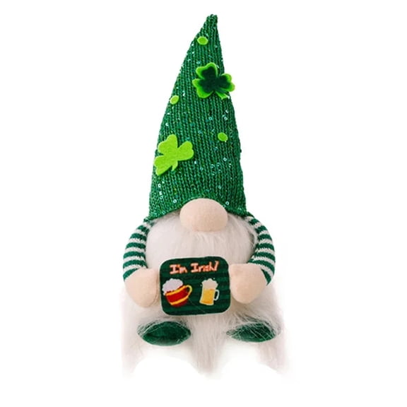 Irish Festival Luminous Doll LED Plush Gnome Handmade Elf St Patricks Day Home Decoration
