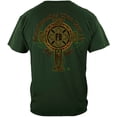 thumbnail image 1 of Irish Firefighter Gold Cross Firefighter 100% Cotton Forest Green T-Shirt Medium, 1 of 2