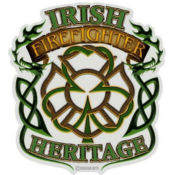 Irish Firefighter Heritage Firefighter White vinyl Reflective Decal 2In