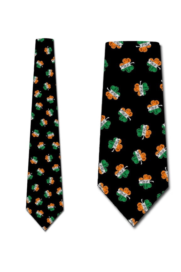 Irish Flag Clovers Necktie Mens Tie by Three Rooker