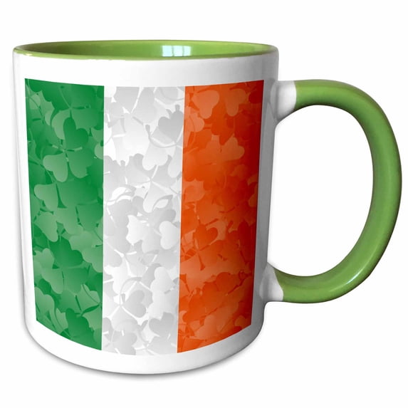3drose, Irish Flag Made of Shamrocks, 15oz Two-tone Green Mug