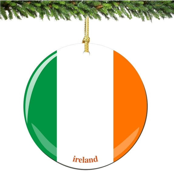 Irish Flag Porcelain Christmas Ornament