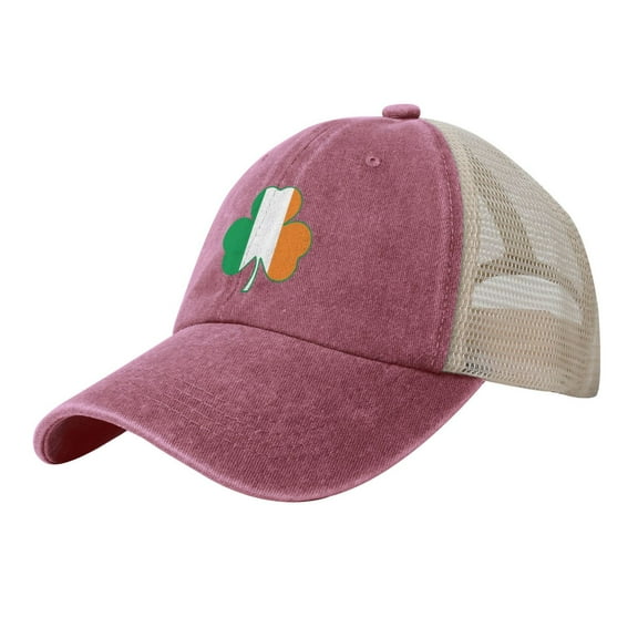 Irish Flag Shamrock Baseball Cap Trucker Hat For Men Women Adjustable Outdoor Denim Mesh Hat
