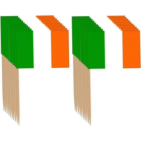 Irish Flag Spanking Teeth chamrock Topper Cocktail Stick Flag for Cake Decoration 100pcs style6 Cupcake Toppers