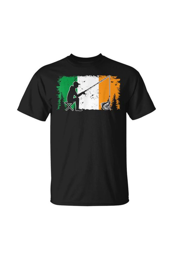 Irish Flag Walleye Fishing Ireland Fisherman Walleye Fish T-Shirt Size S-5XL