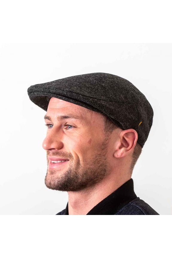 Irish Flat Cap for Men – 100% Pure Wool Tweed Hat Made in Ireland, Classic Newsboy Style, Clergy Grey