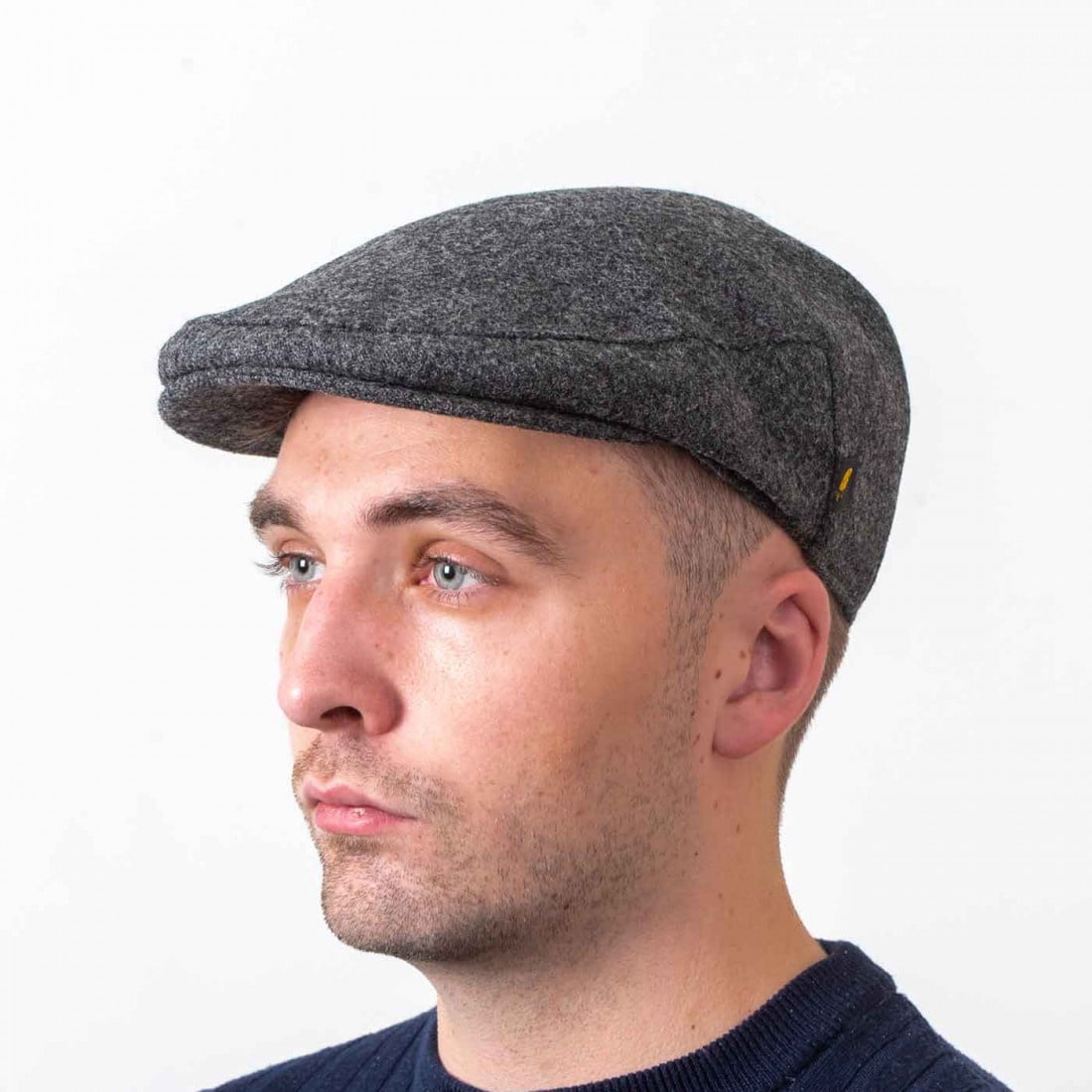 Irish Flat Cap for Men – 100% Pure Wool Tweed Hat Made in Ireland, Classic Newsboy Style, Clerical Grey