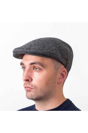 Irish Flat Cap for Men – 100% Pure Wool Tweed Hat Made in Ireland, Classic Newsboy Style, Clerical Grey