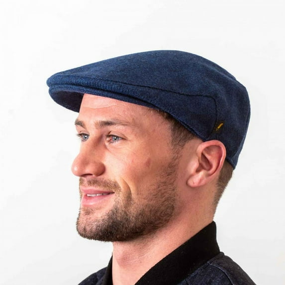 Irish Flat Cap for Men – 100% Pure Wool Tweed Hat Made in Ireland, Classic Newsboy Style, Concord Blue
