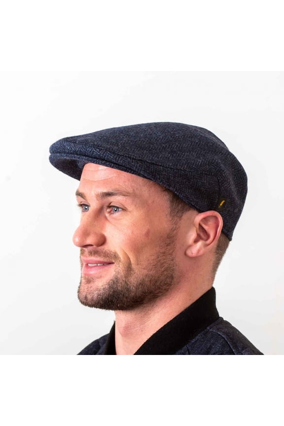 Irish Flat Cap for Men – 100% Pure Wool Tweed Hat Made in Ireland, Classic Newsboy Style, Navy